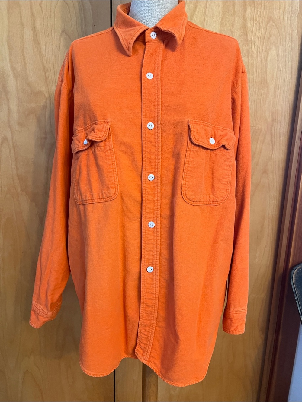 Orange Casual Button-Down Shirt